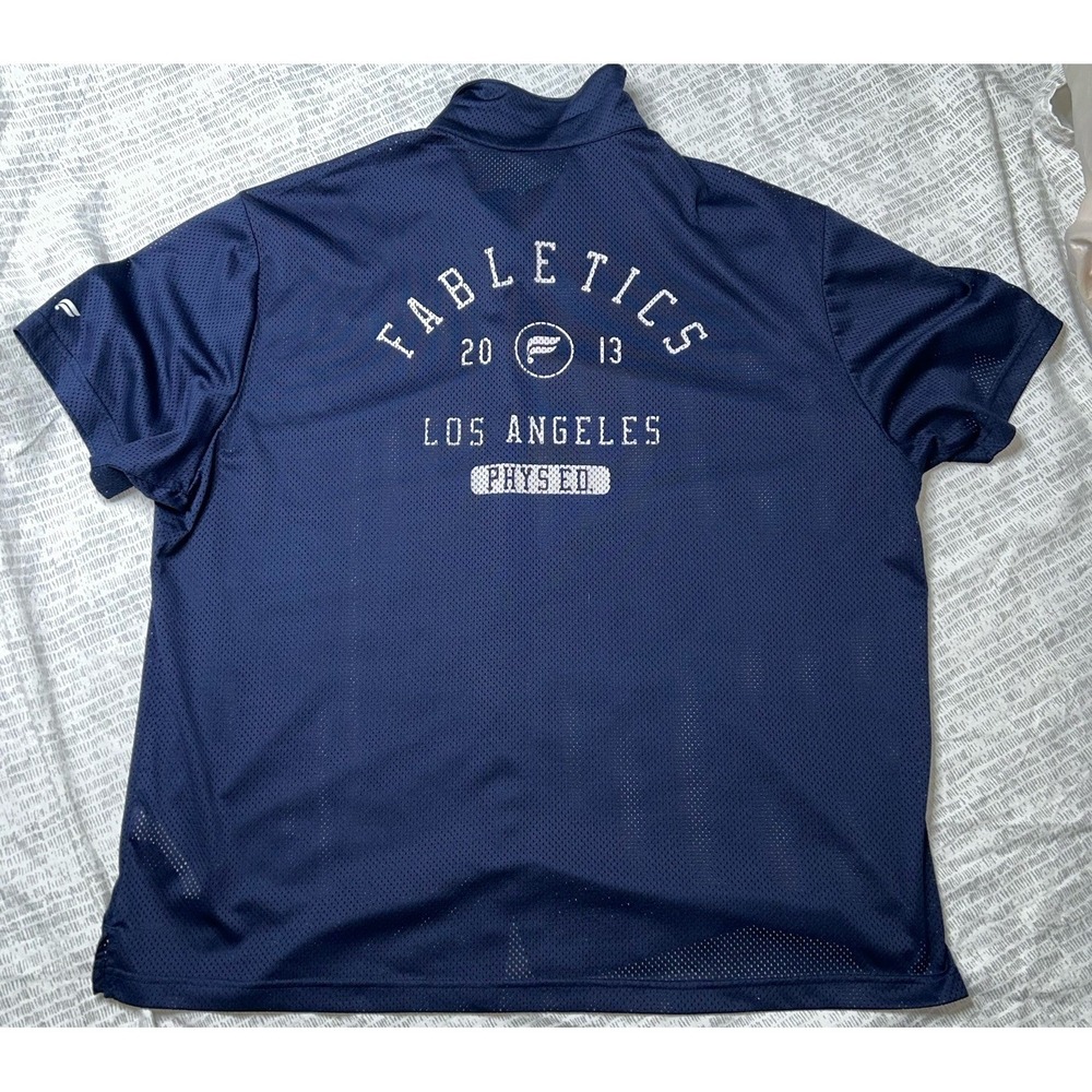 Fabletics Shirt Mens XXL Button Up Short Sleeve Blue Mesh Vented Perforated